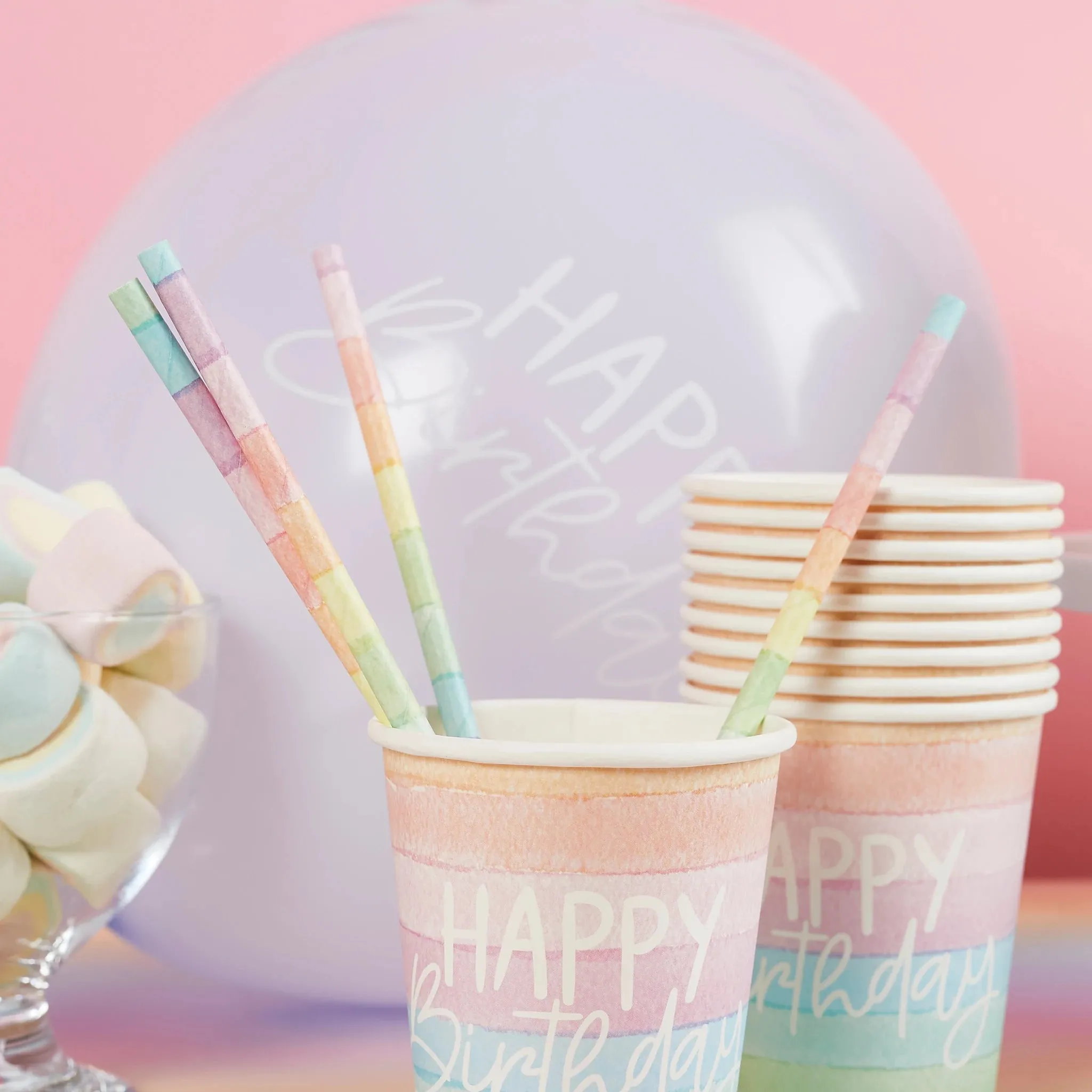 Eco Rainbow Paper Straws Pack of 20