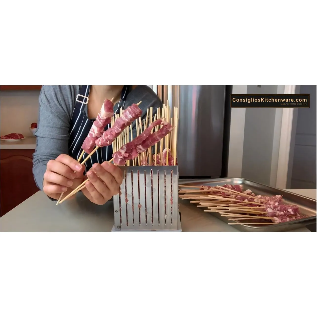 Extra Large Ultimate Arrosticini / Speducci Kit - Make Homemade Arrosticini Lamb Skewers Including the 45" Grill, Knife, Cubo Maker and 100 Skewers
