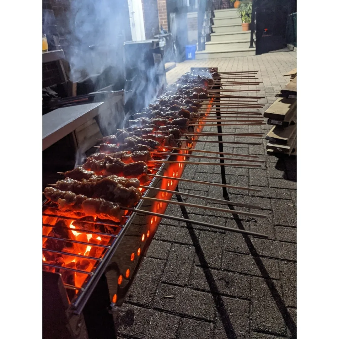 Extra Large Ultimate Arrosticini / Speducci Kit - Make Homemade Arrosticini Lamb Skewers Including the 45" Grill, Knife, Cubo Maker and 100 Skewers
