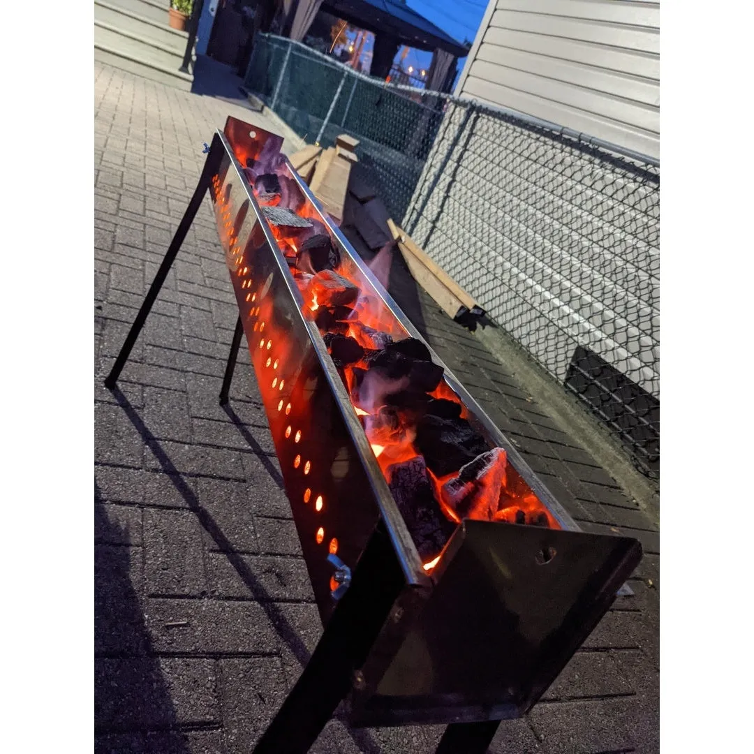 Extra Large Ultimate Arrosticini / Speducci Kit - Make Homemade Arrosticini Lamb Skewers Including the 45" Grill, Knife, Cubo Maker and 100 Skewers