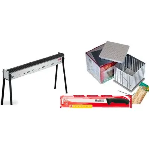 Extra Large Ultimate Arrosticini / Speducci Kit - Make Homemade Arrosticini Lamb Skewers Including the 45" Grill, Knife, Cubo Maker and 100 Skewers