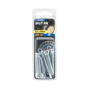 Fastenings - Zenith 4.0 x 40mm Zinc Plated Split Pin - 15 Pack