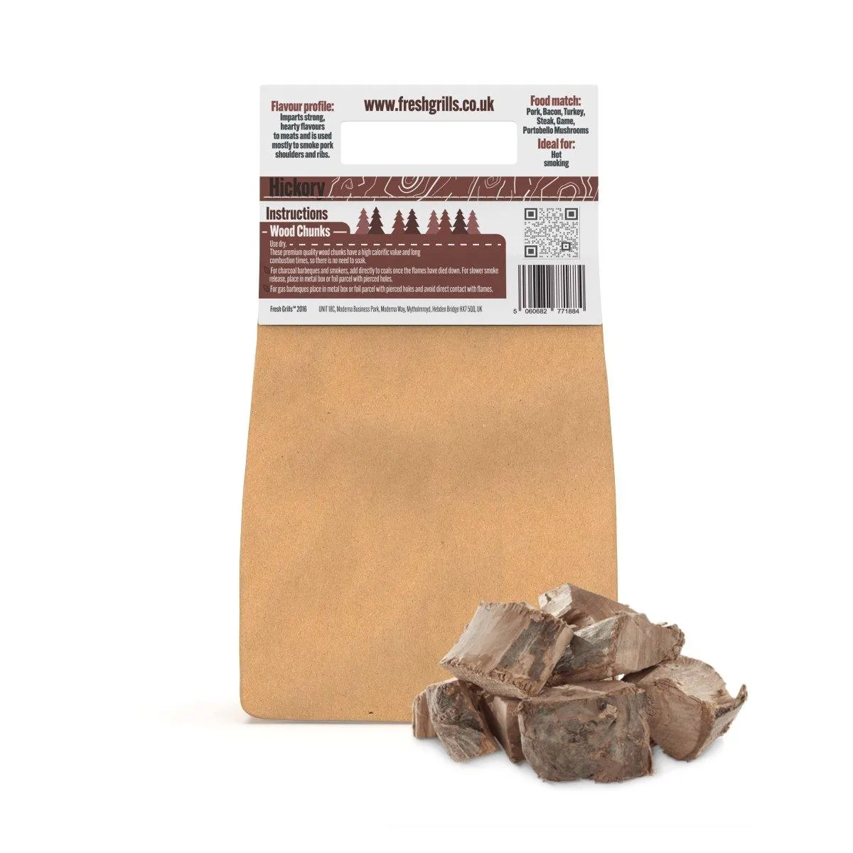 Fresh Grills Wood Chunks for BBQ Grill, Wood Fired Pizza Oven, Kamado and Outdoor Smokers - 1.5 kg