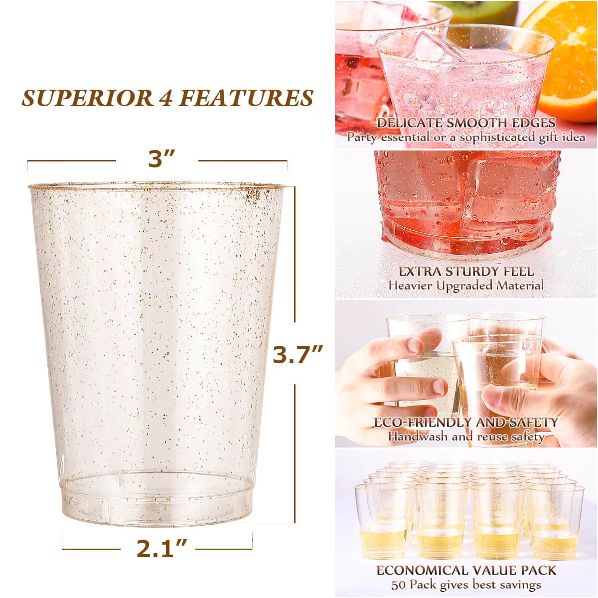 Gold&Blue&Purple Glitter Plastic(PS) Cups