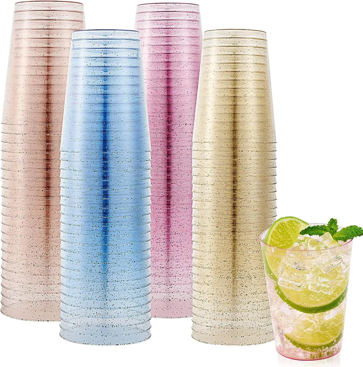 Gold&Blue&Purple Glitter Plastic(PS) Cups