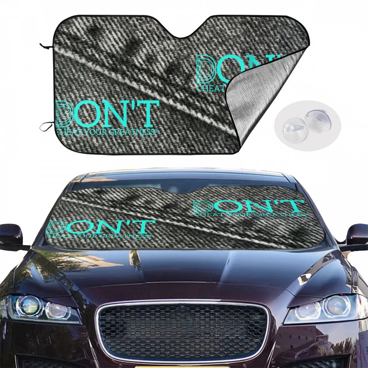 Grey Denim Teal Logo  Car Windshield Sunshade (multi-size)