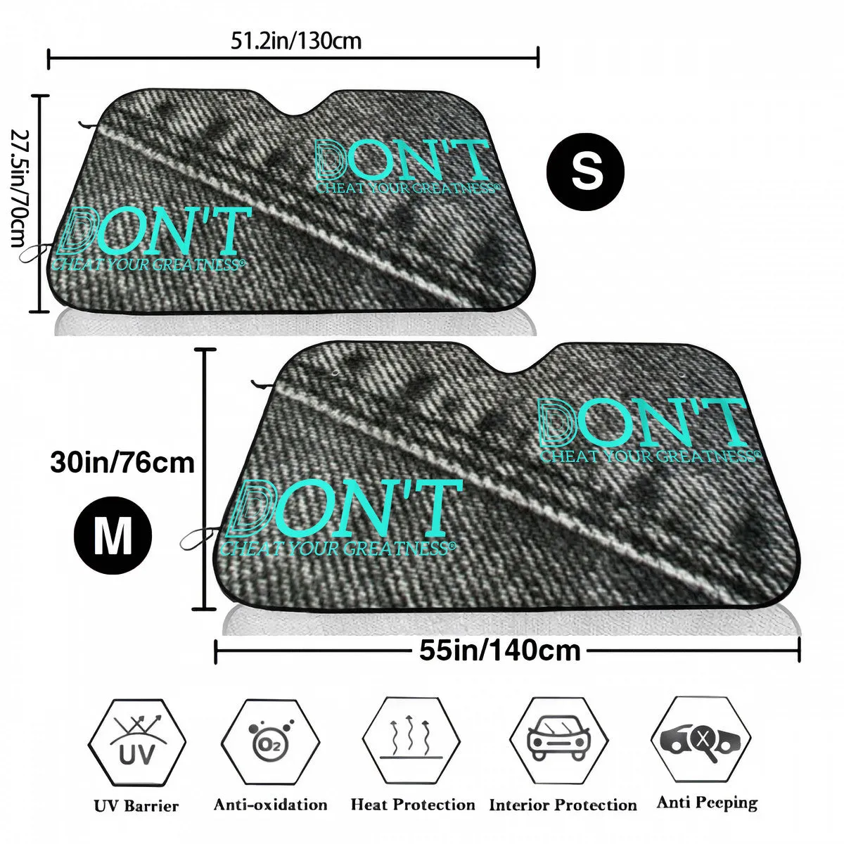 Grey Denim Teal Logo  Car Windshield Sunshade (multi-size)