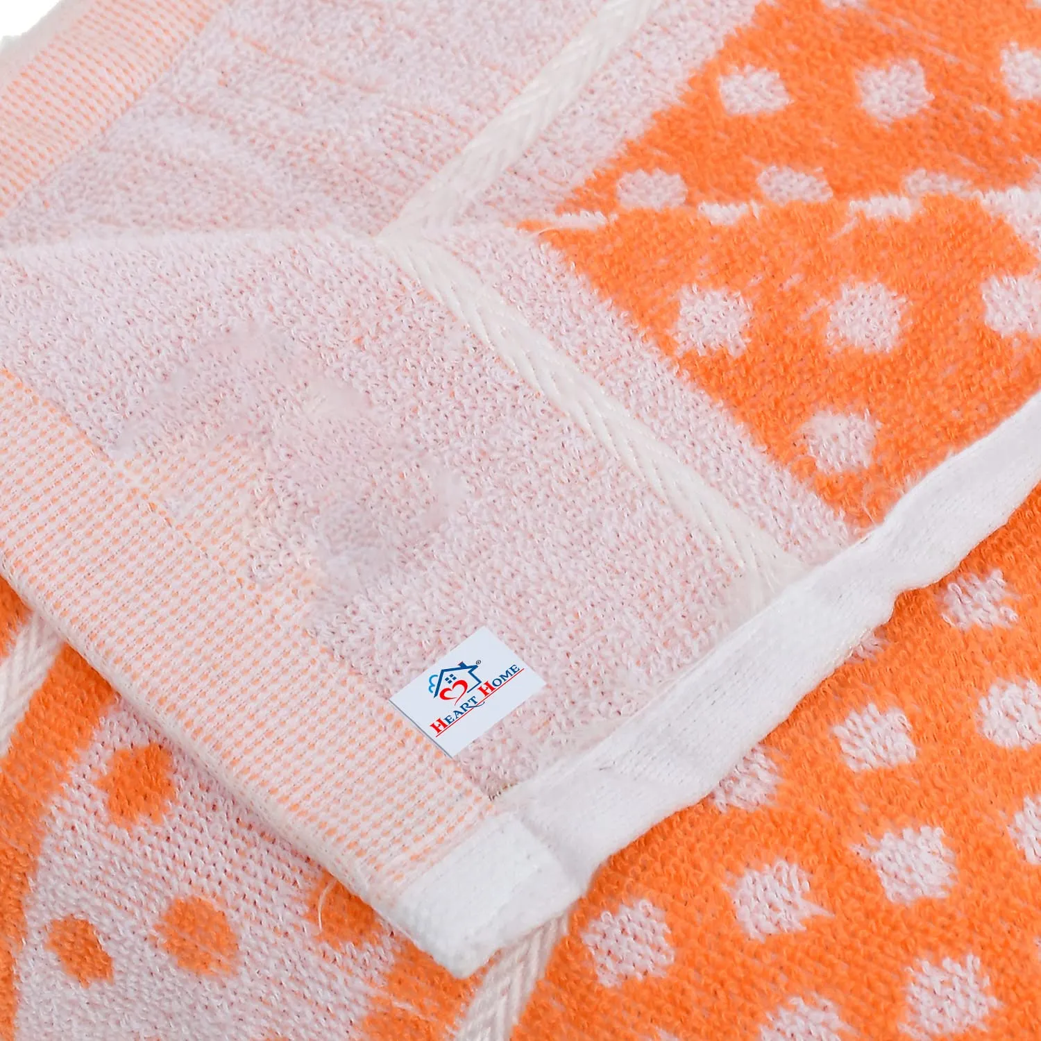 Heart HomeDot Printed Super Soft, Fluffy, and Absorbent, Cotton Bath Towel Perfect for Daily Use, 30"x60"- Pack of 4 (Orange & Sky Blue)