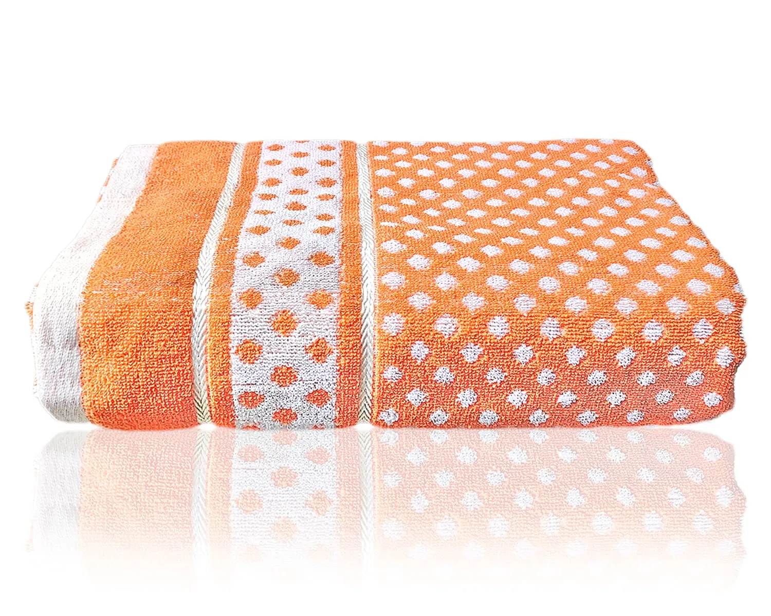 Heart HomeDot Printed Super Soft, Fluffy, and Absorbent, Cotton Bath Towel Perfect for Daily Use, 30"x60"- Pack of 4 (Orange & Sky Blue)