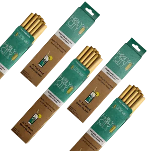 Holy City Straw Tall Reusable Reed Straw Bundle - 5 Pack