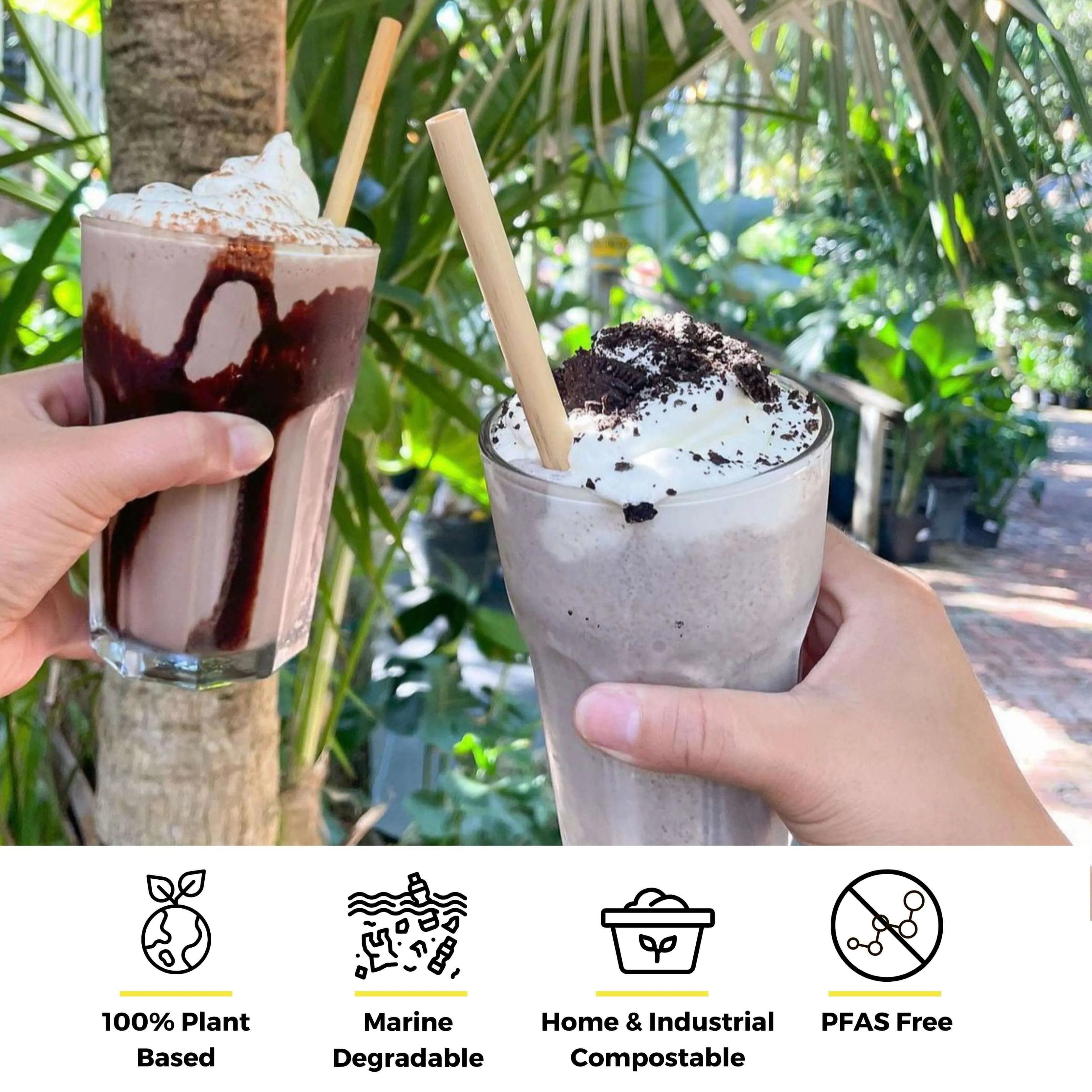 Holy City Straw Tall Reusable Reed Straws - 10 Pack
