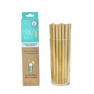 Holy City Straw Tall Reusable Reed Straws - 10 Pack