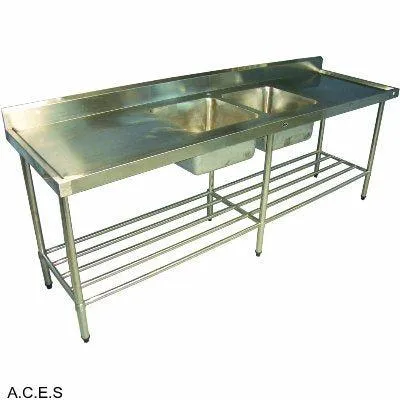 JEMI S/S Sink BENCH 2400mm wide - Double (Centre) sink