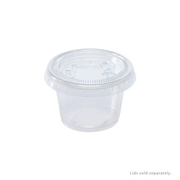 Karat 1 oz Tall PP Plastic Portion Cups (44mm), Clear - 2,500 pcs