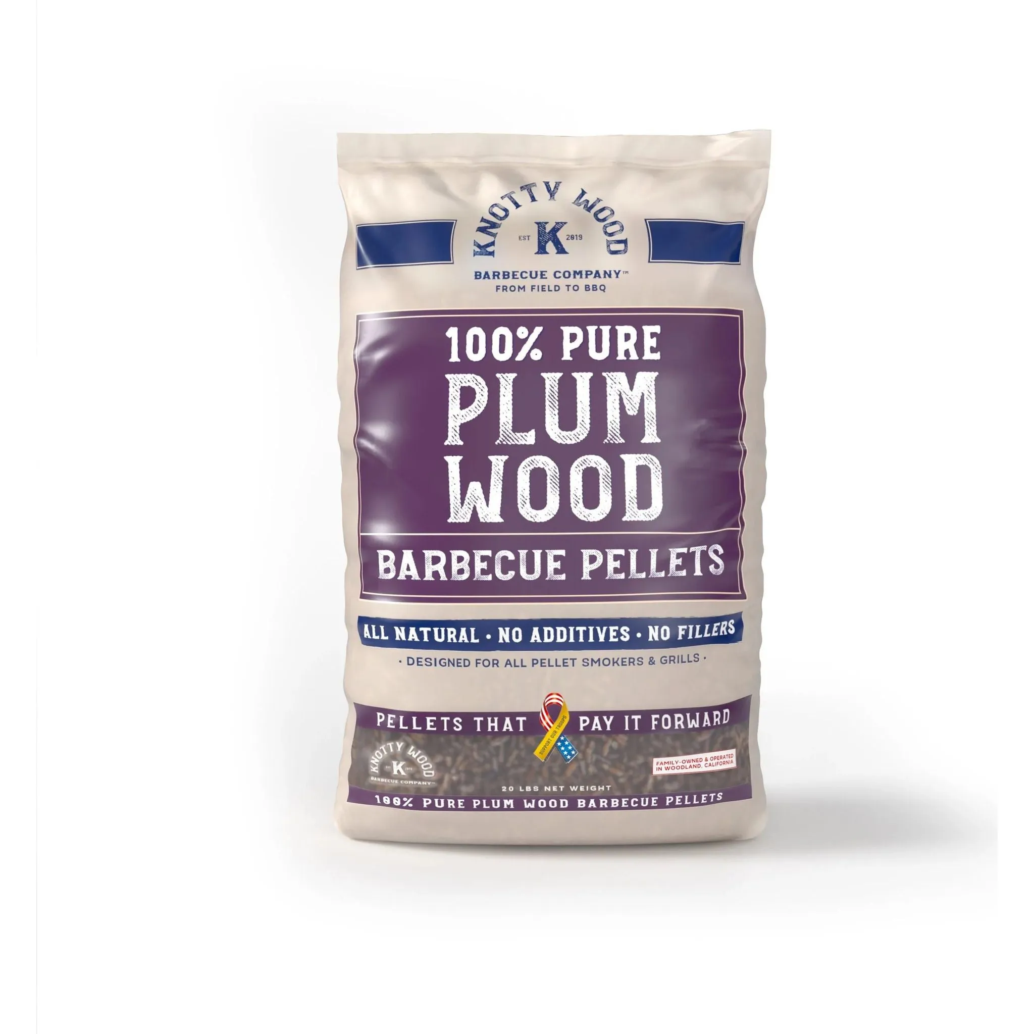 Knotty Wood Plum Pellets 20lb Bag
