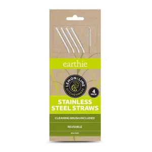 Lemon & Lime  ECO 4PCS STAINLESS STEEL STRAWS BONUS CLEANING BRUSH