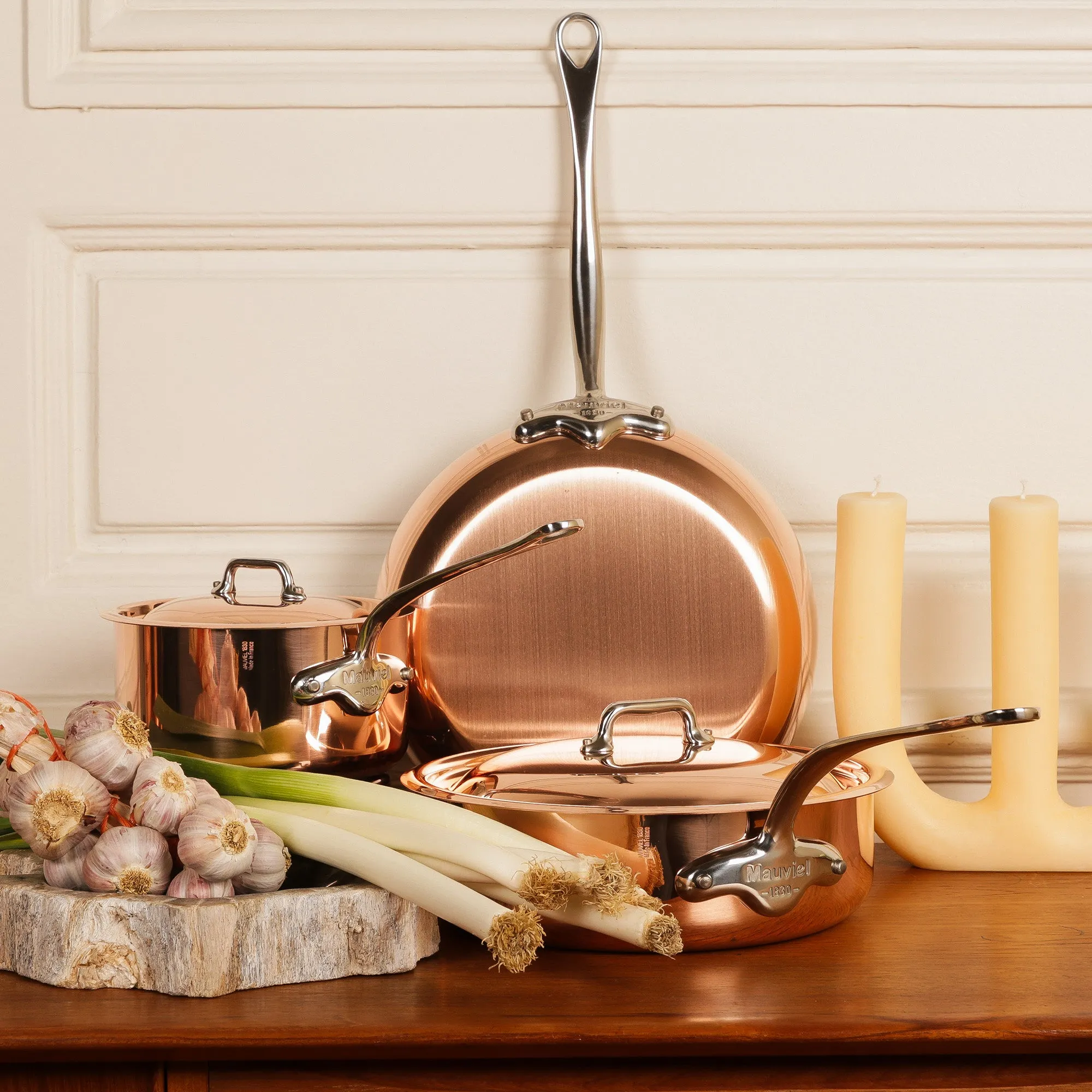 Mauviel M'Heritage 150 S Copper Curved Splayed Saute Pan With Cast Stainless Steel Handle, 3.6-Qt