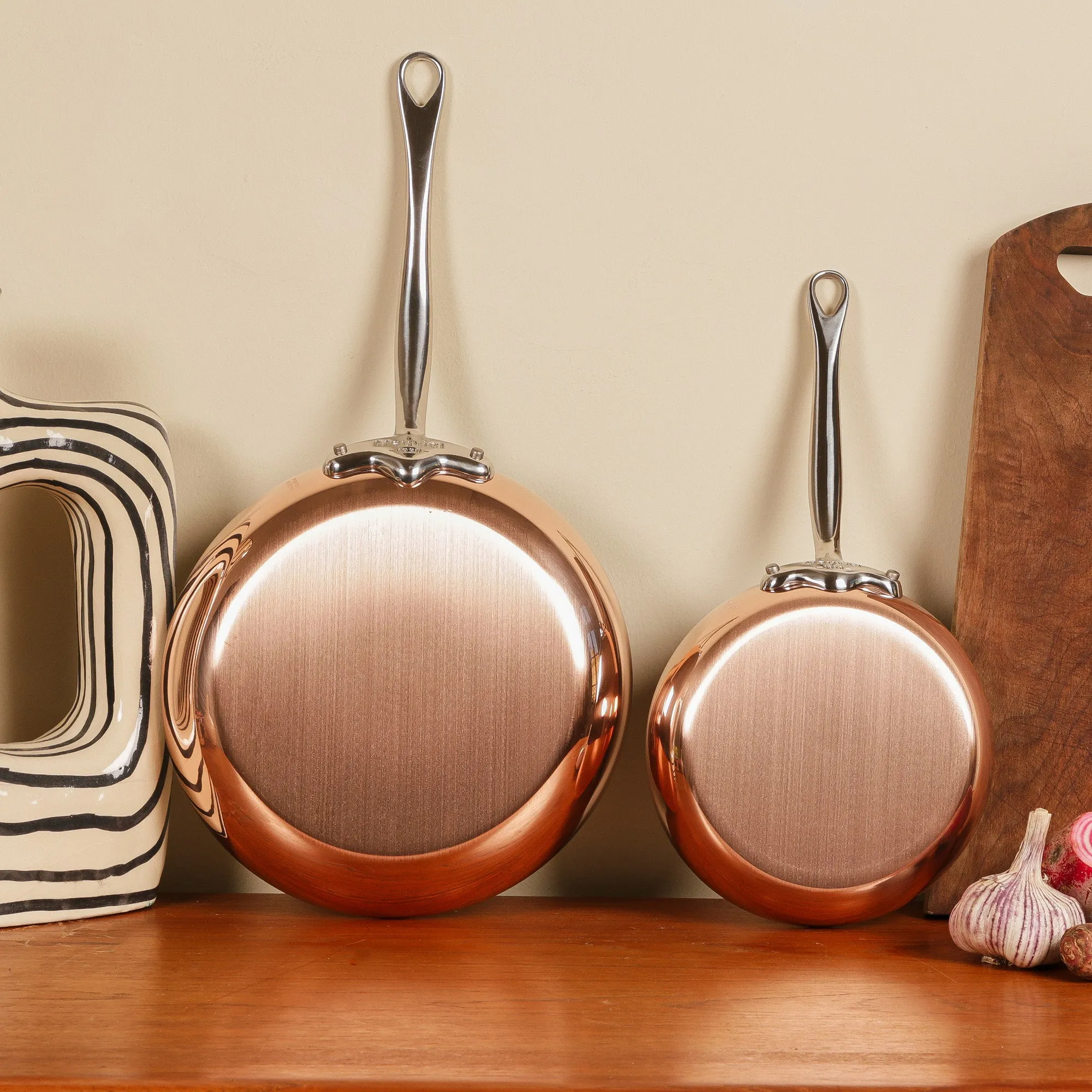 Mauviel M'Heritage 150 S Copper Curved Splayed Saute Pan With Cast Stainless Steel Handle, 3.6-Qt