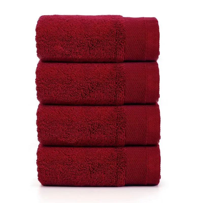 Micro Cotton Soft Serenity Solid Face Towel (Maroon) - Set Of Four