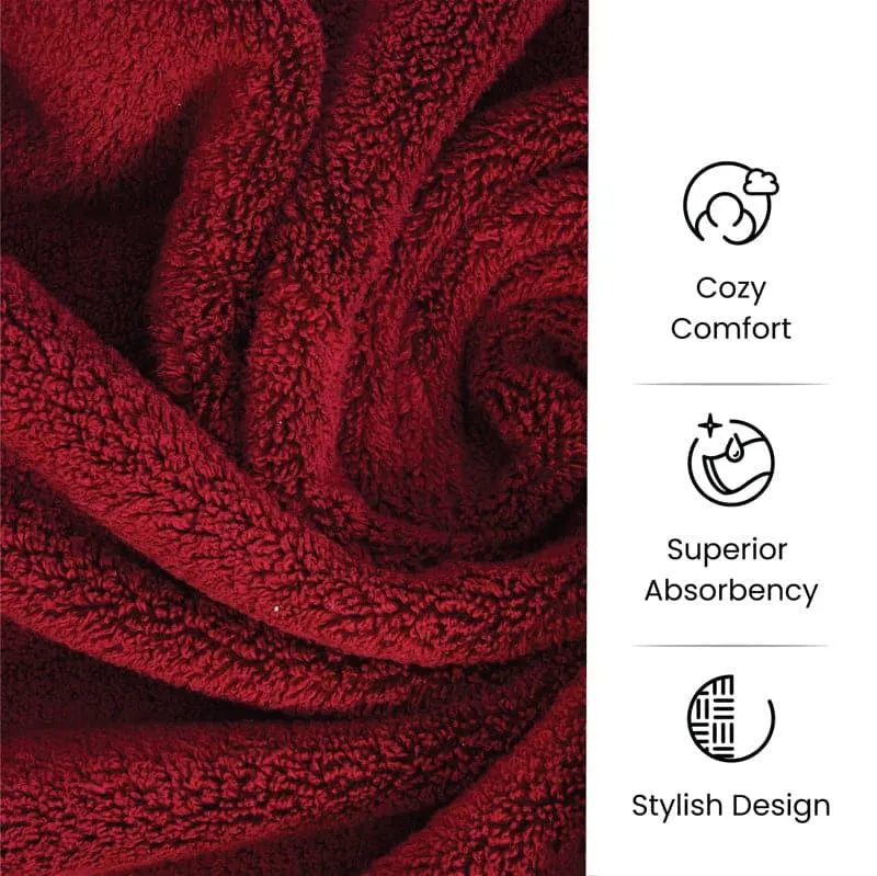 Micro Cotton Soft Serenity Solid Face Towel (Maroon) - Set Of Four