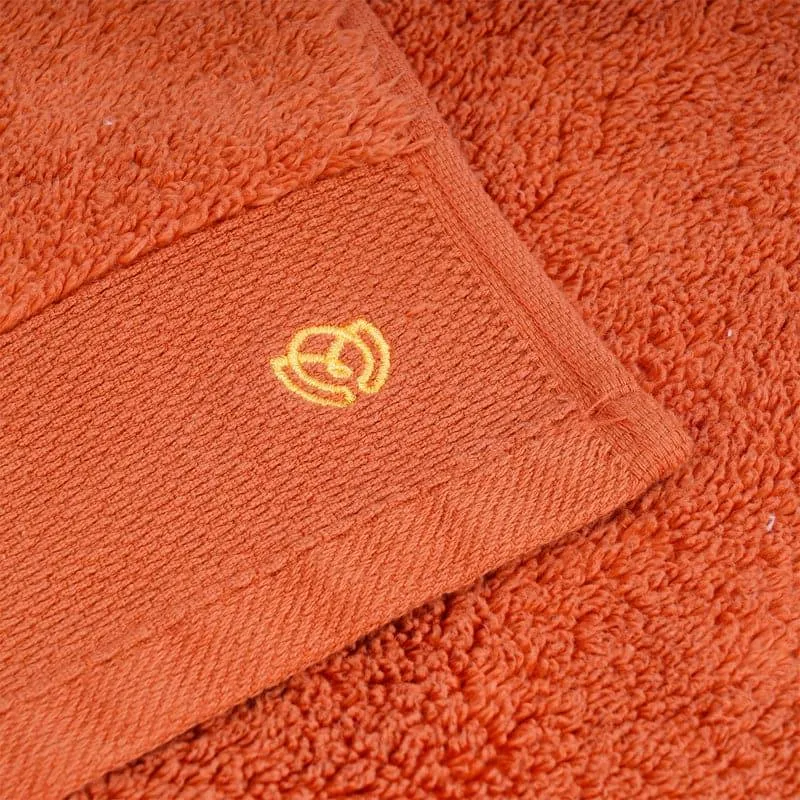 Micro Cotton Soft Serenity Solid Face Towel (Orange) - Set Of Four