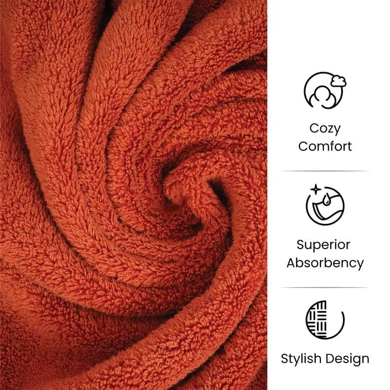 Micro Cotton Soft Serenity Solid Face Towel (Orange) - Set Of Four