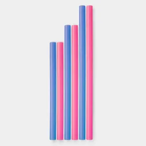 Multi-Length Reusable Silicone Straws - Berry/Cobalt (6pk)