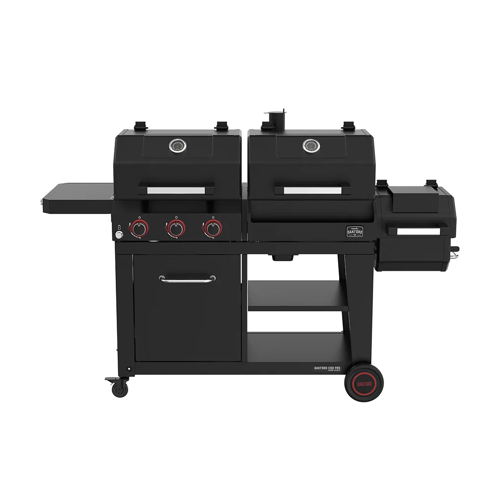 Oakford 1150 Pro Offset Smoker and 3-Burner Propane Gas Grill