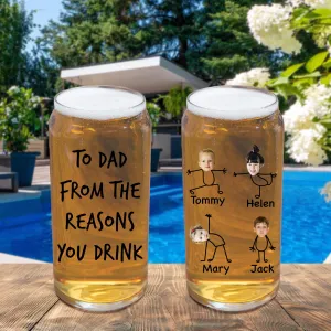 Personalized 20 oz Beer Cups Custom Tall Boy Beer Can Glass for Wedding Party Fathers Day Gift Home Bar Gift Father Birthday Gift (FBG1013)