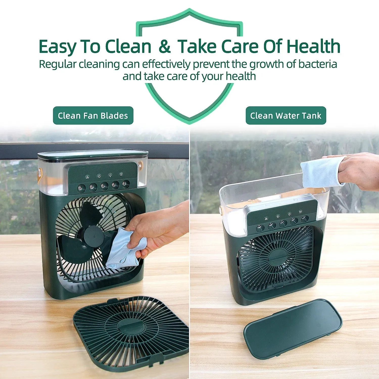 Portable Lightweight Air Cooler Fan E10-1-4 Green