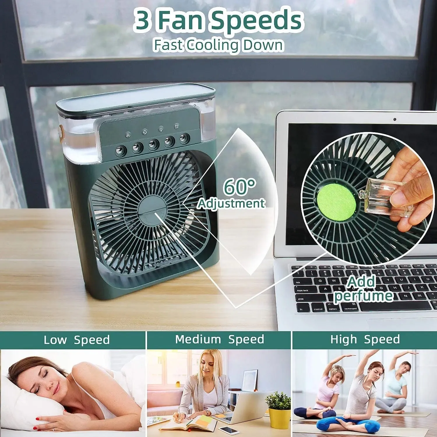 Portable Lightweight Air Cooler Fan E10-1-4 Green