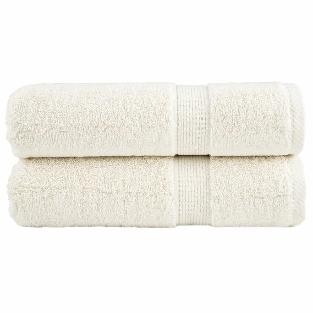 Premium Hand Towels 2 pcs Cream 50x100 cm 600 gsm 100% Cotton