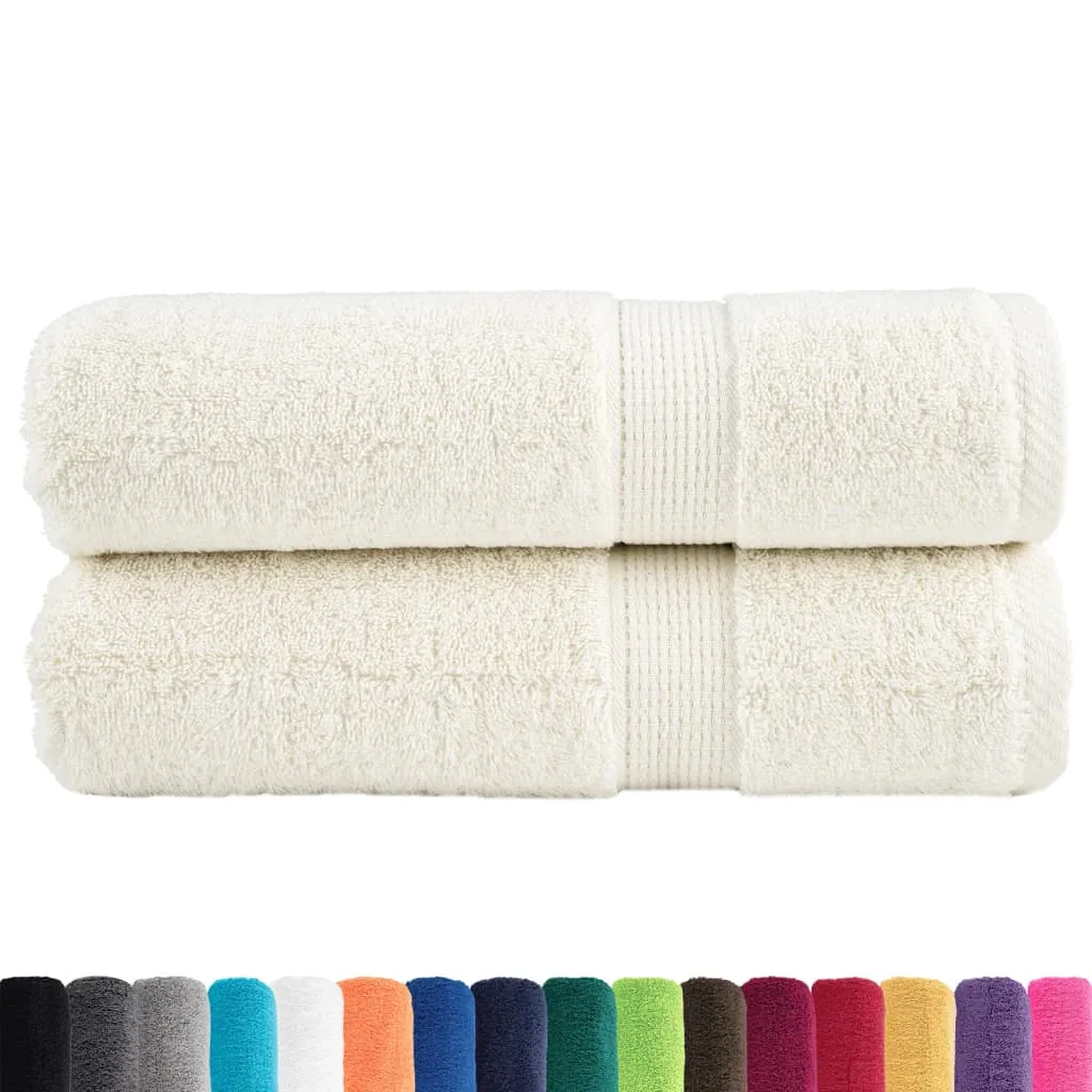 Premium Hand Towels 2 pcs Cream 50x100 cm 600 gsm 100% Cotton