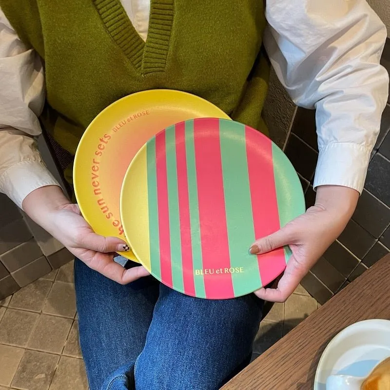 Printed Round Bamboo Fiber Dining Plate
