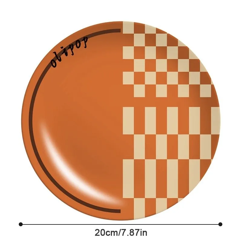 Printed Round Bamboo Fiber Dining Plate