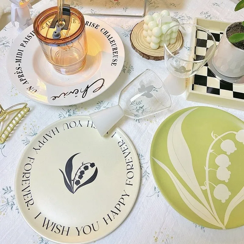 Printed Round Bamboo Fiber Dining Plate