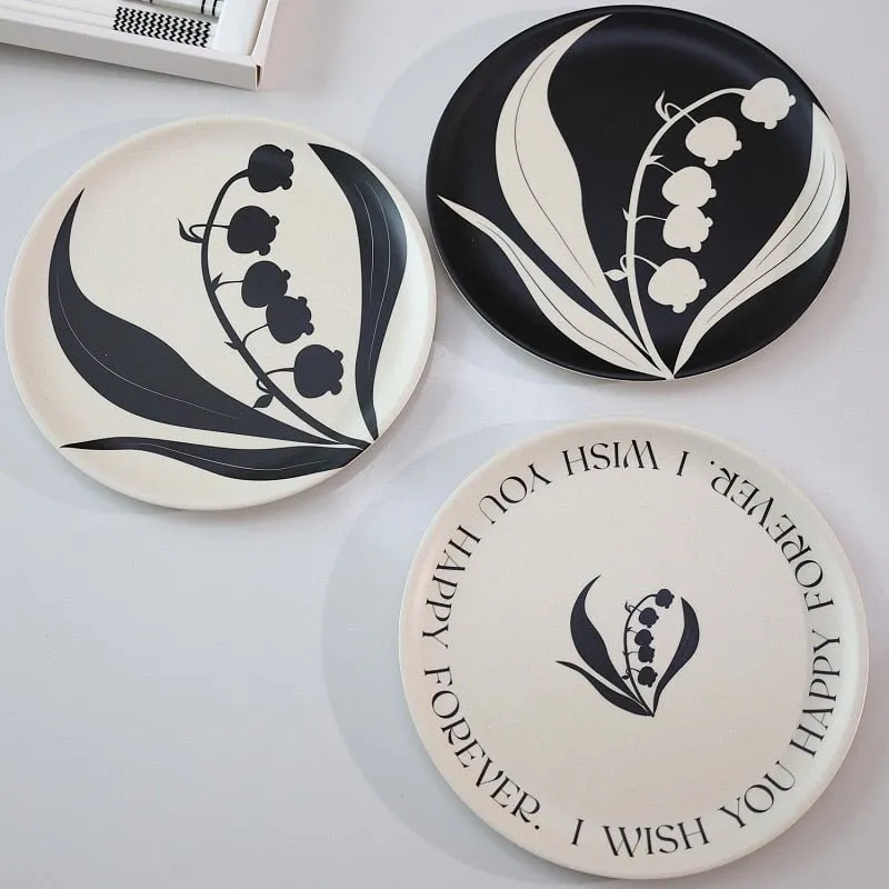 Printed Round Bamboo Fiber Dining Plate