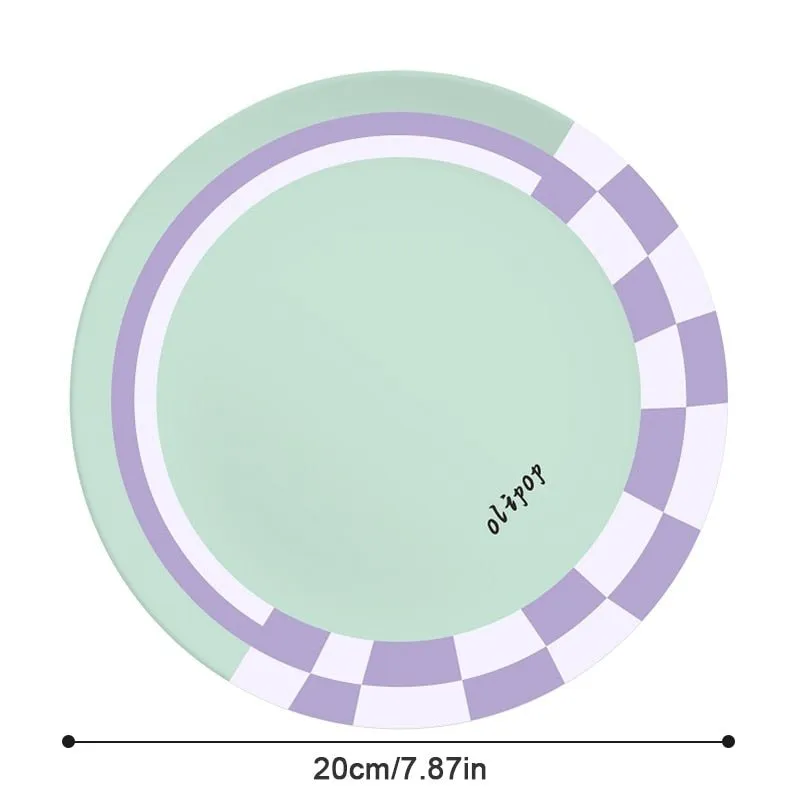 Printed Round Bamboo Fiber Dining Plate