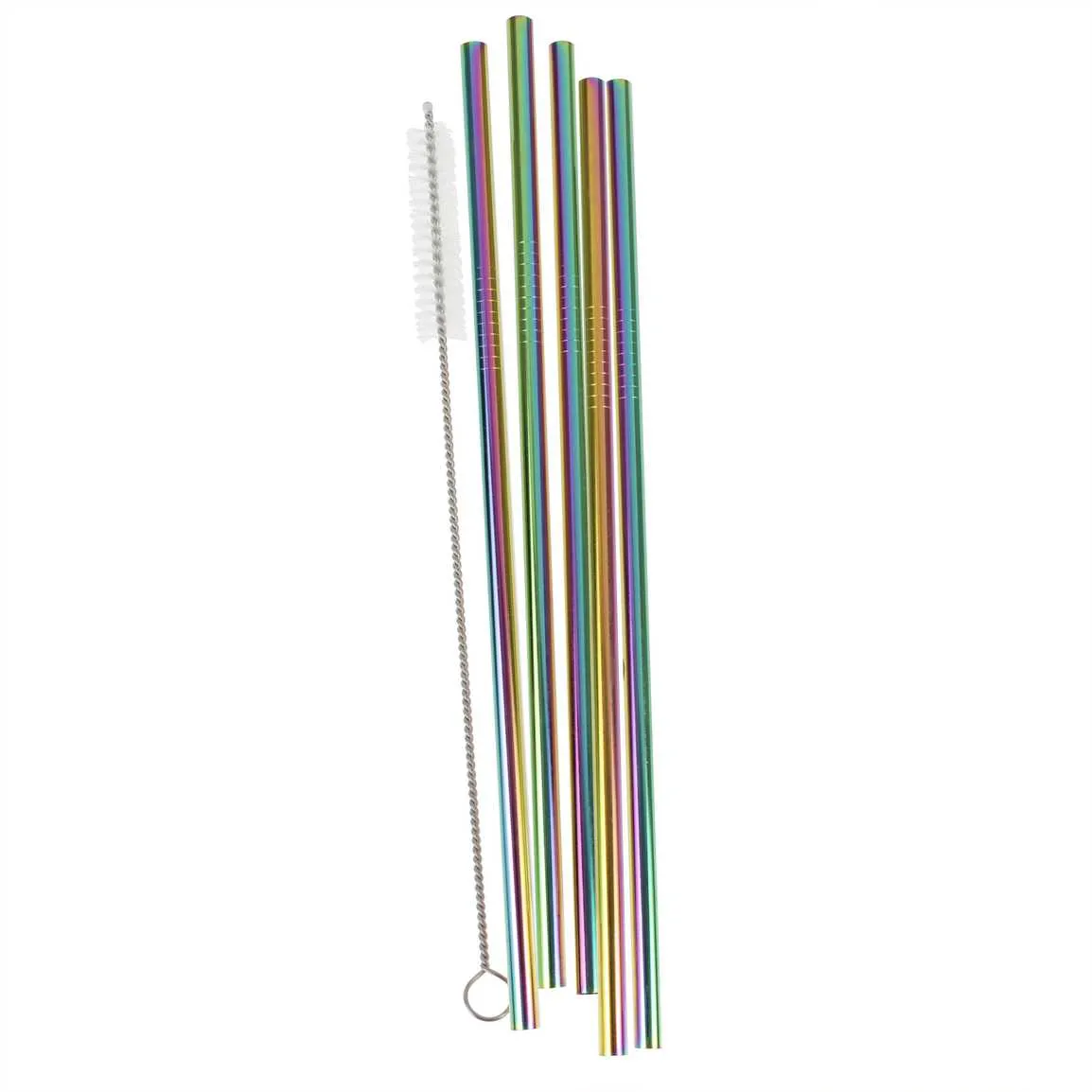 Rainbow Stainless Steel Reusable Straws Pack of 5