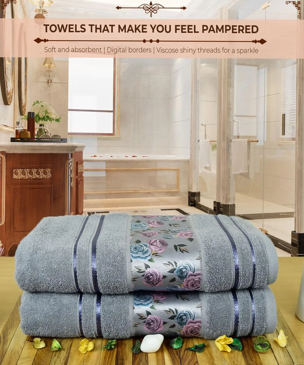 Rangoli Victoria 100% Cotton Bath Towel Set of 2 |  Ultra Soft, Super Absorbent Luxurious Towels