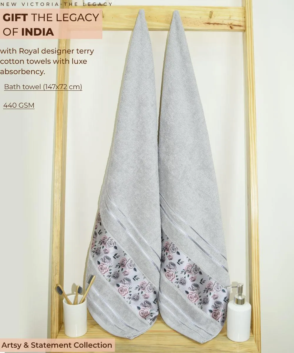 Rangoli Victoria 100% Cotton Bath Towel Set of 2 |  Ultra Soft, Super Absorbent Luxurious Towels
