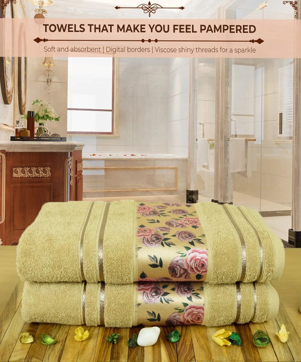 Rangoli Victoria 100% Cotton Bath Towel Set of 2 |  Ultra Soft, Super Absorbent Luxurious Towels