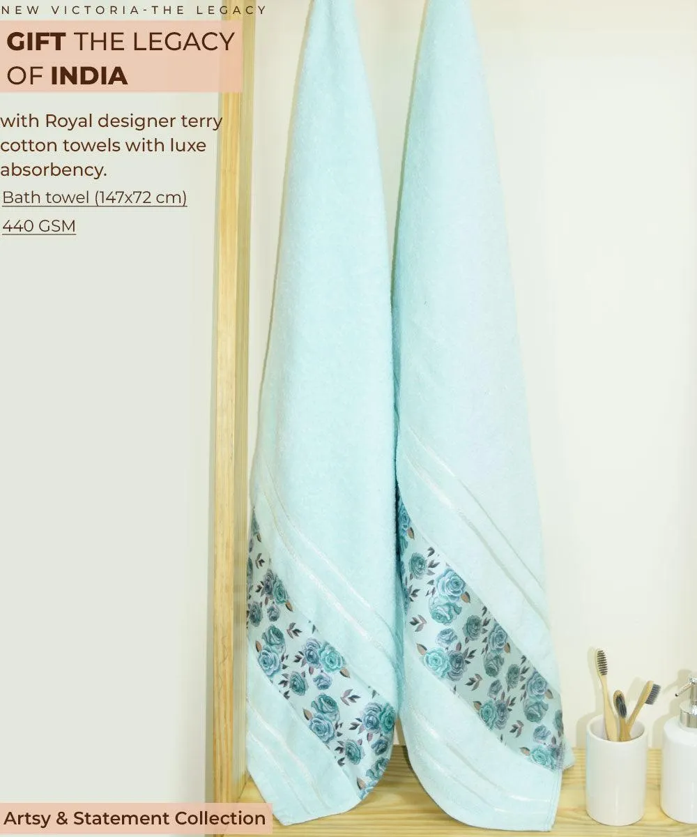 Rangoli Victoria 100% Cotton Bath Towel Set of 2 |  Ultra Soft, Super Absorbent Luxurious Towels