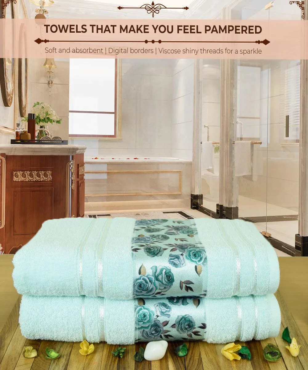 Rangoli Victoria 100% Cotton Bath Towel Set of 2 |  Ultra Soft, Super Absorbent Luxurious Towels