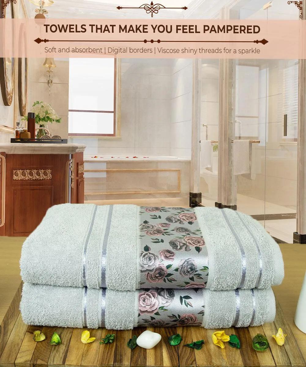 Rangoli Victoria 100% Cotton Bath Towel Set of 2 |  Ultra Soft, Super Absorbent Luxurious Towels