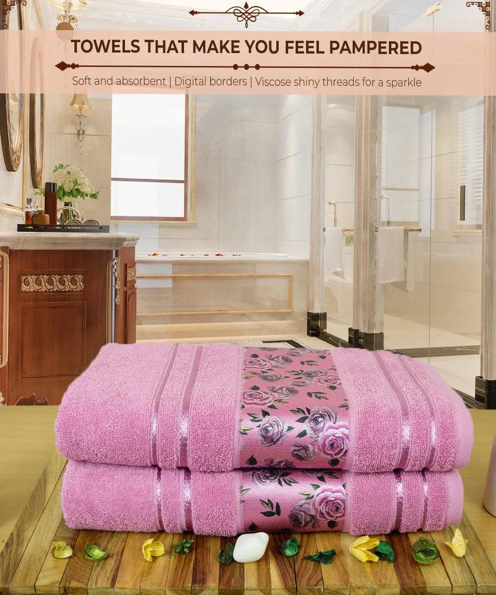 Rangoli Victoria 100% Cotton Bath Towel Set of 2 |  Ultra Soft, Super Absorbent Luxurious Towels