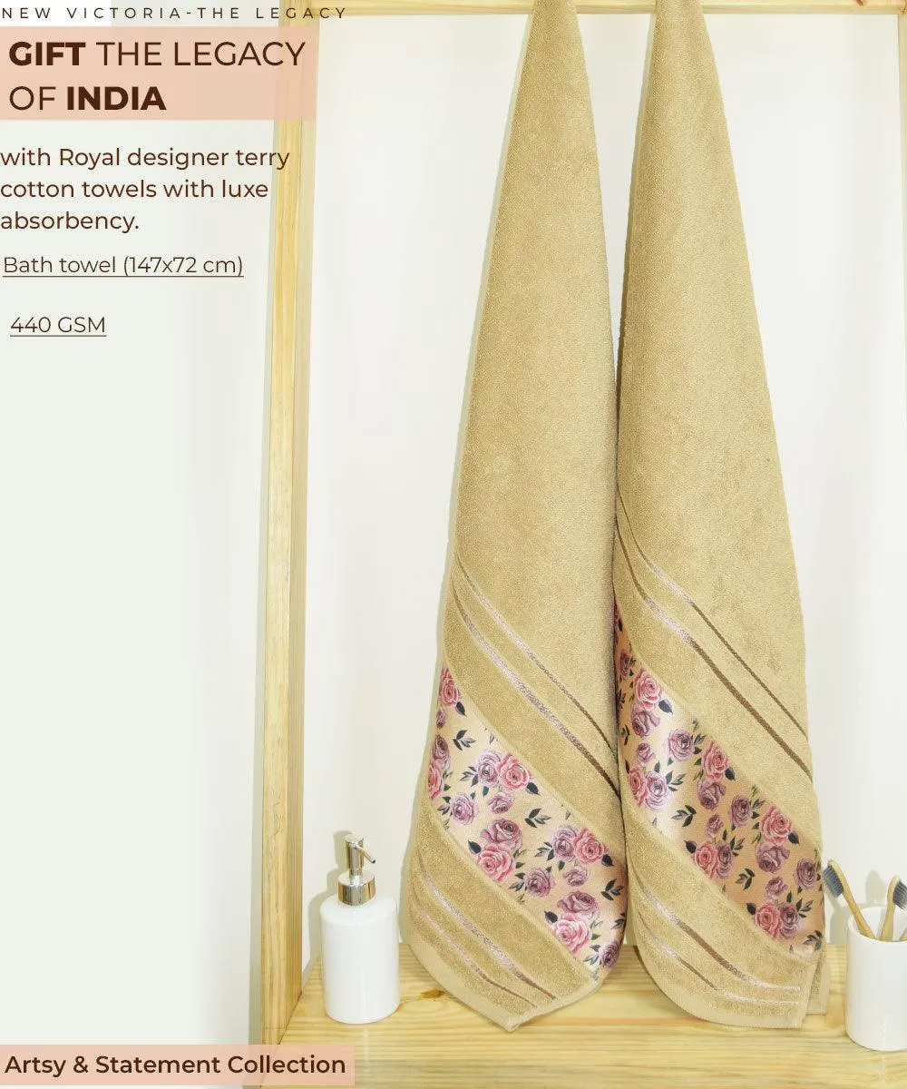 Rangoli Victoria 100% Cotton Bath Towel Set of 2 |  Ultra Soft, Super Absorbent Luxurious Towels