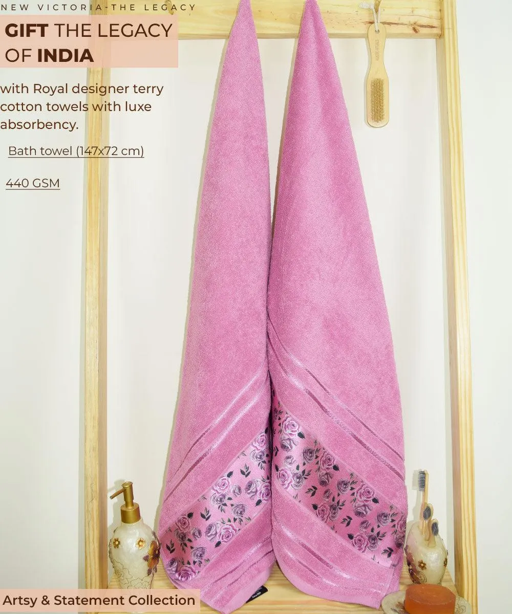 Rangoli Victoria 100% Cotton Bath Towel Set of 2 |  Ultra Soft, Super Absorbent Luxurious Towels
