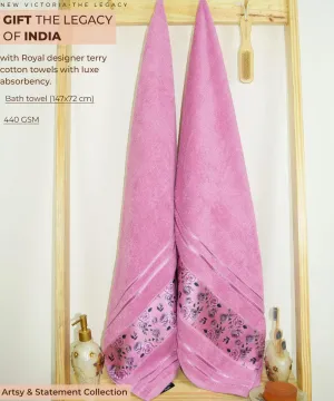 Rangoli Victoria 100% Cotton Bath Towel Set of 2 |  Ultra Soft, Super Absorbent Luxurious Towels
