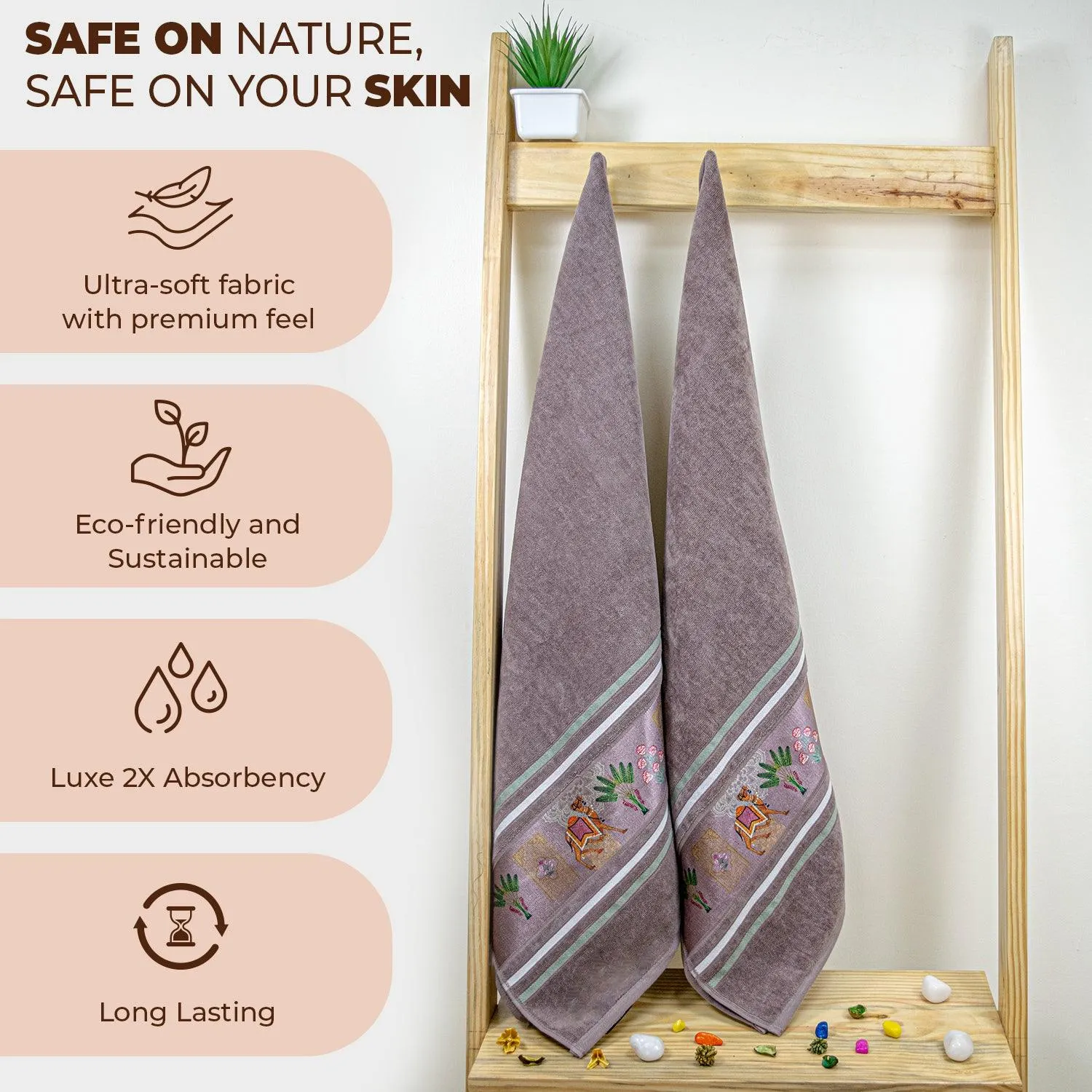 Regal 460 GSM Bath Towels Set Of 2 | Ultra Soft & Highly Absorbent Towels